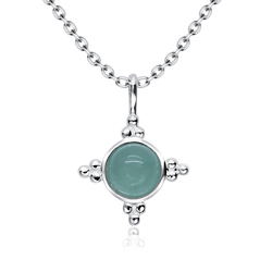 Green Quartz Natural Round Stone Silver Necklace SPE-5145